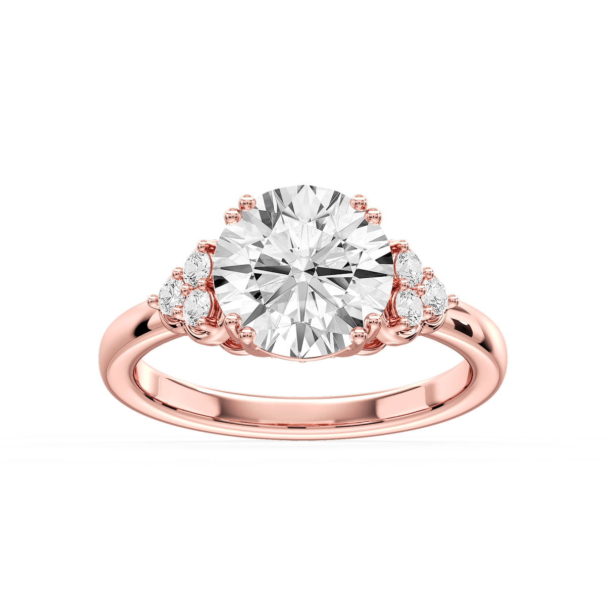 Viviana Round Lab Grown Diamond Double Prong Side Stone Engagement Ring
