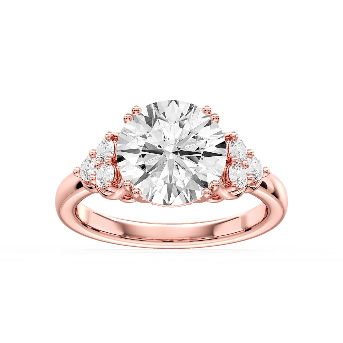 Viviana Round Lab Grown Diamond Double Prong Side Stone Engagement Ring