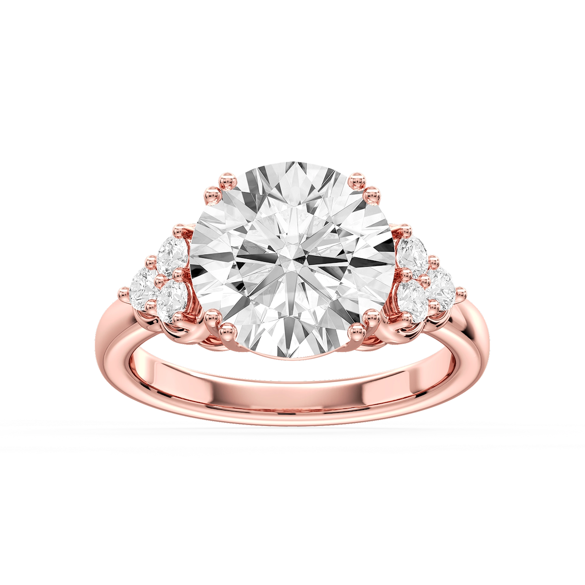 Viviana Round Lab Grown Diamond Double Prong Side Stone Engagement Ring