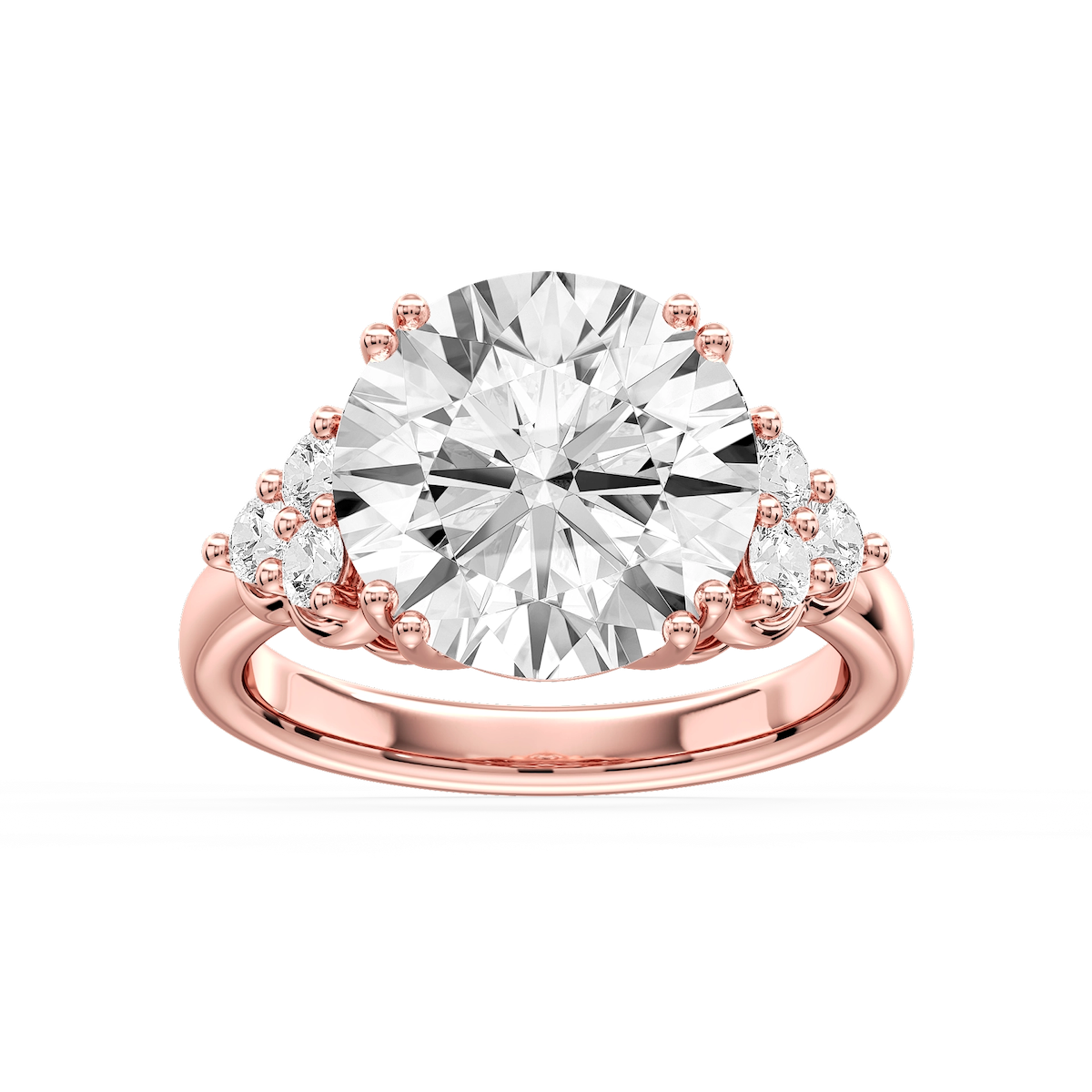 Viviana Round Lab Grown Diamond Double Prong Side Stone Engagement Ring