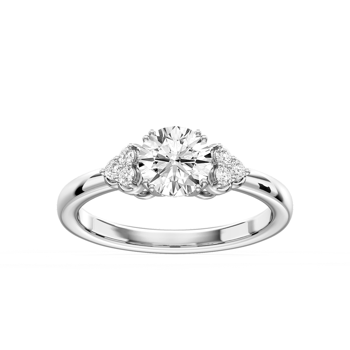 Viviana Round Lab Grown Diamond Double Prong Side Stone Engagement Ring