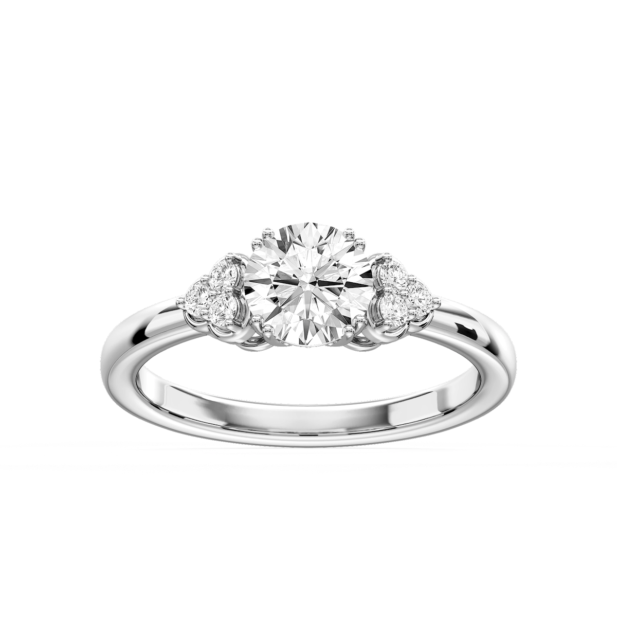 Viviana Round Lab Grown Diamond Double Prong Side Stone Engagement Ring