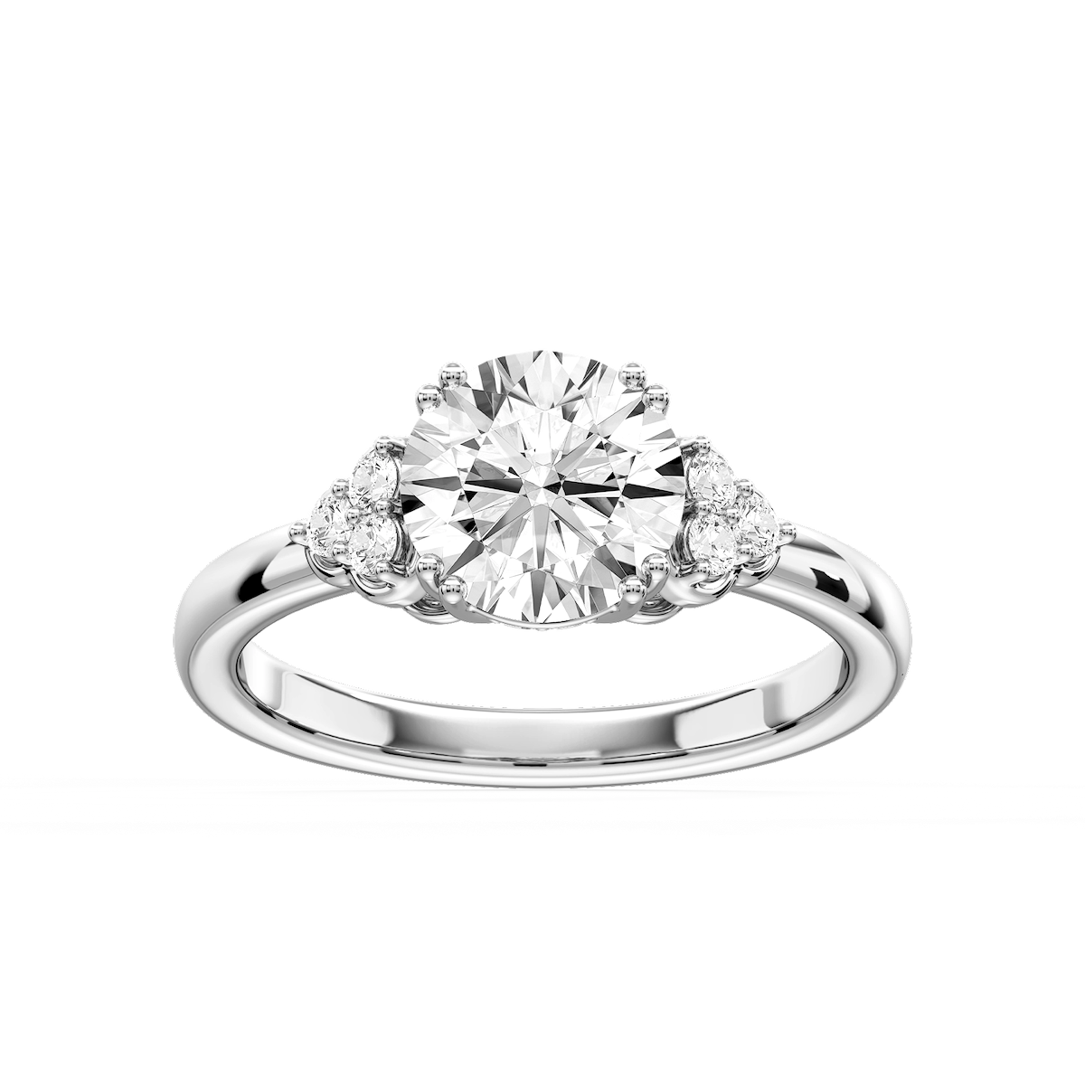 Viviana Round Lab Grown Diamond Double Prong Side Stone Engagement Ring