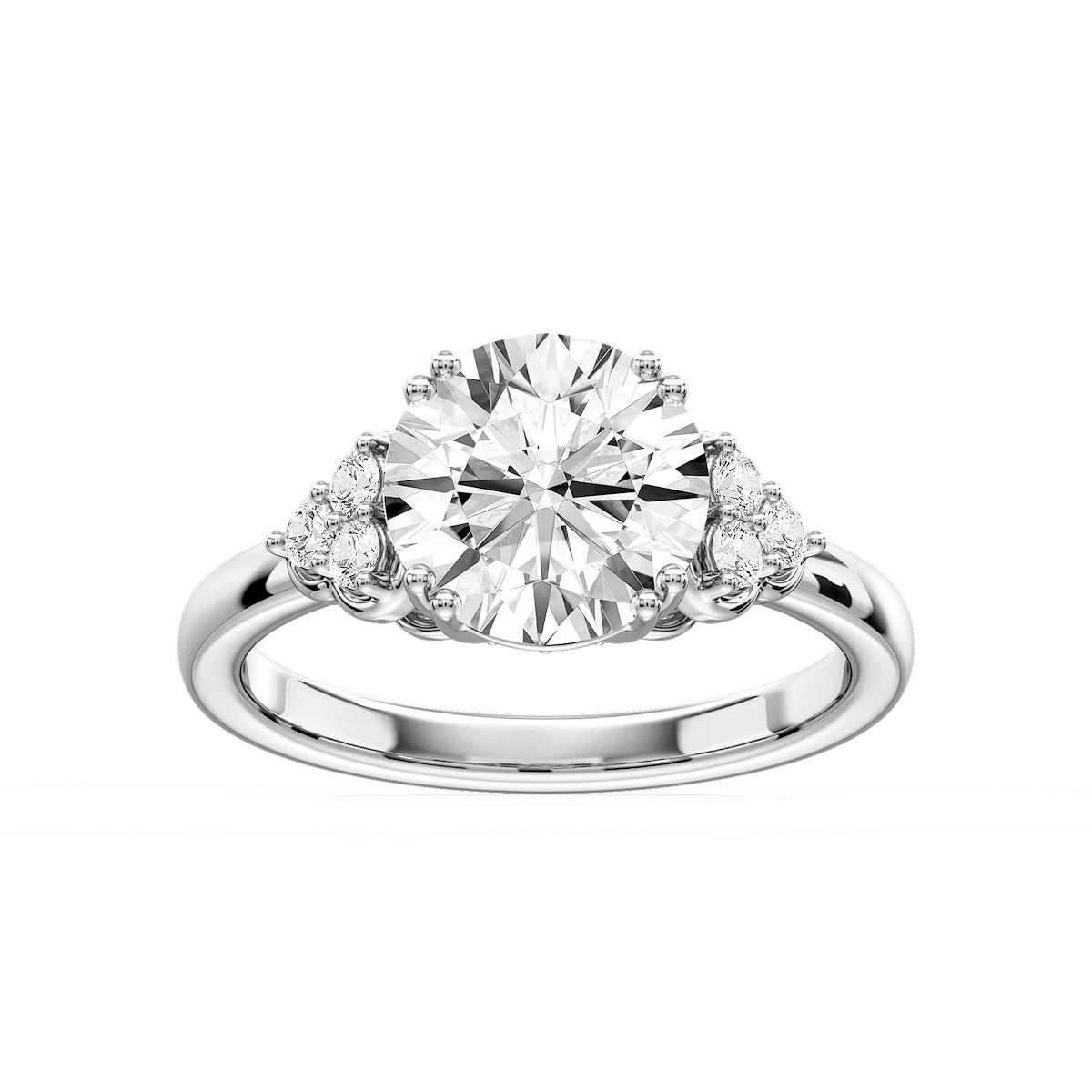 Viviana Round Lab Grown Diamond Double Prong Side Stone Engagement Ring