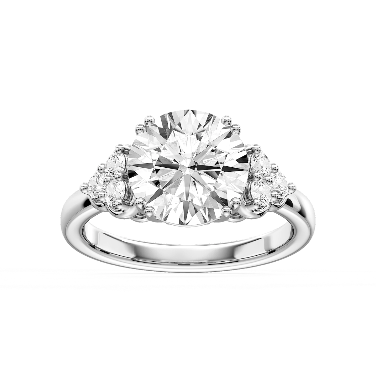 Viviana Round Lab Grown Diamond Double Prong Side Stone Engagement Ring