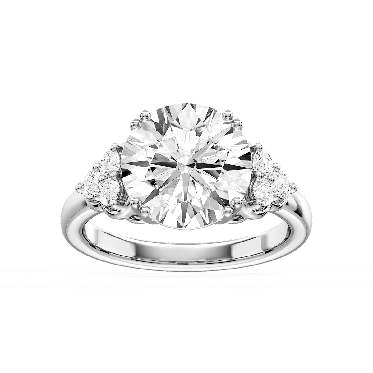 Viviana Round Lab Grown Diamond Double Prong Side Stone Engagement Ring