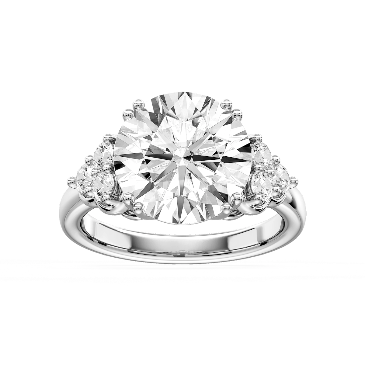 Viviana Round Lab Grown Diamond Double Prong Side Stone Engagement Ring