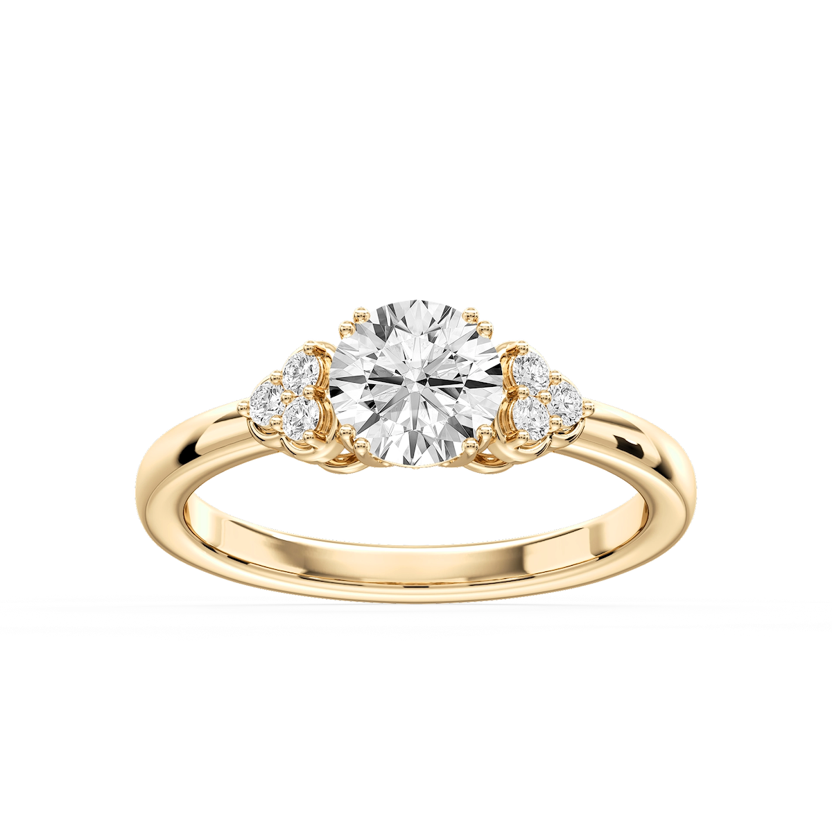 Viviana Round Lab Grown Diamond Double Prong Side Stone Engagement Ring