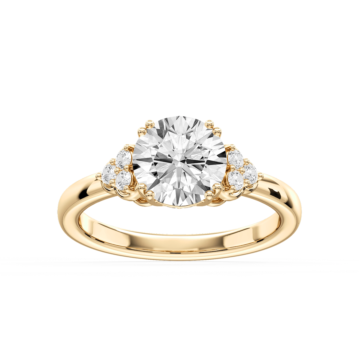 Viviana Round Lab Grown Diamond Double Prong Side Stone Engagement Ring