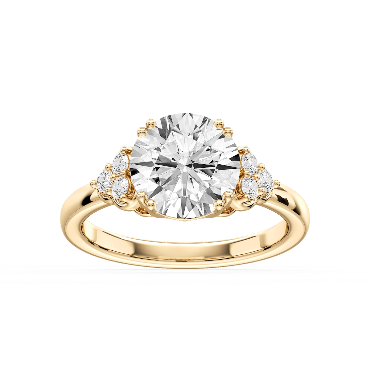 Viviana Round Lab Grown Diamond Double Prong Side Stone Engagement Ring