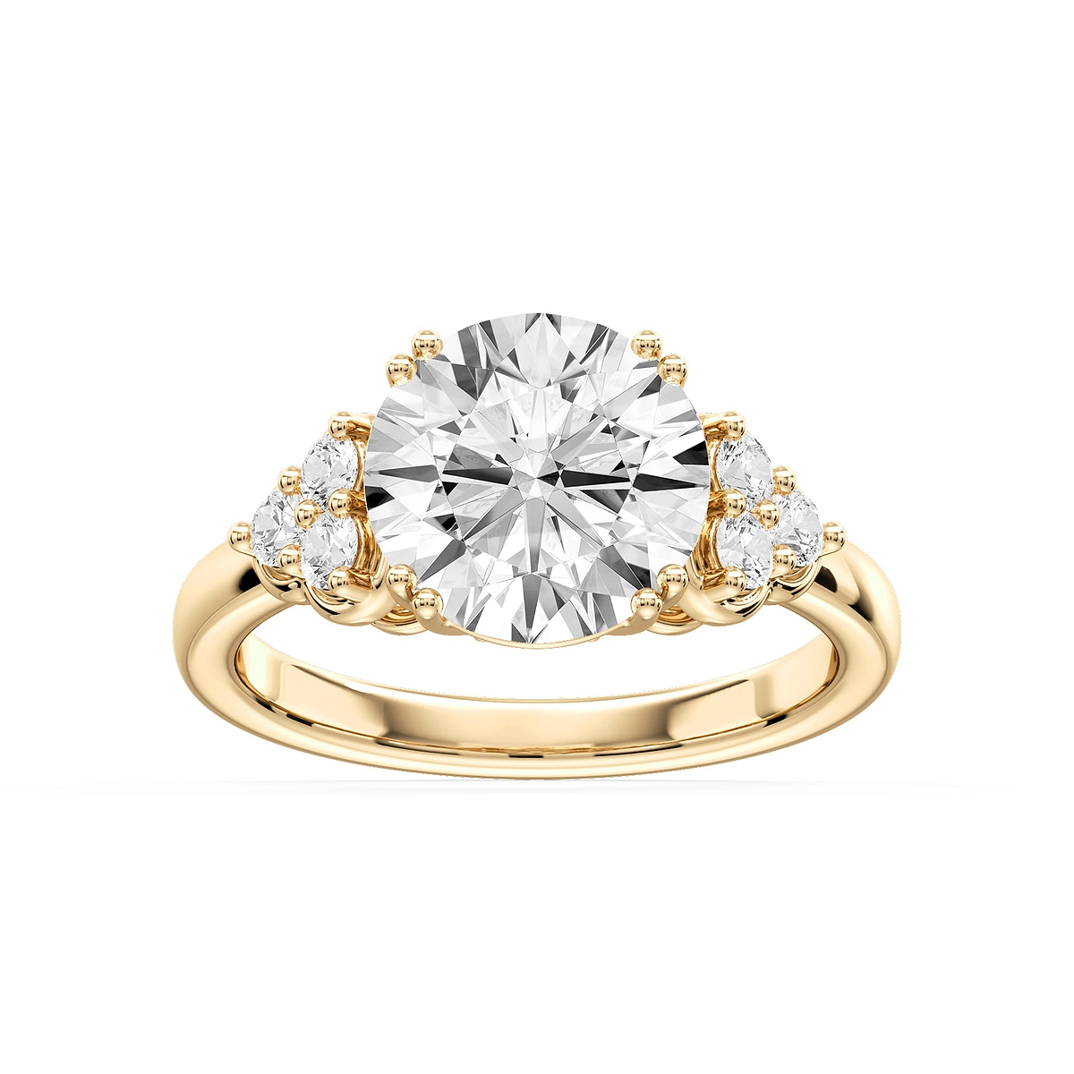 Viviana Round Lab Grown Diamond Double Prong Side Stone Engagement Ring