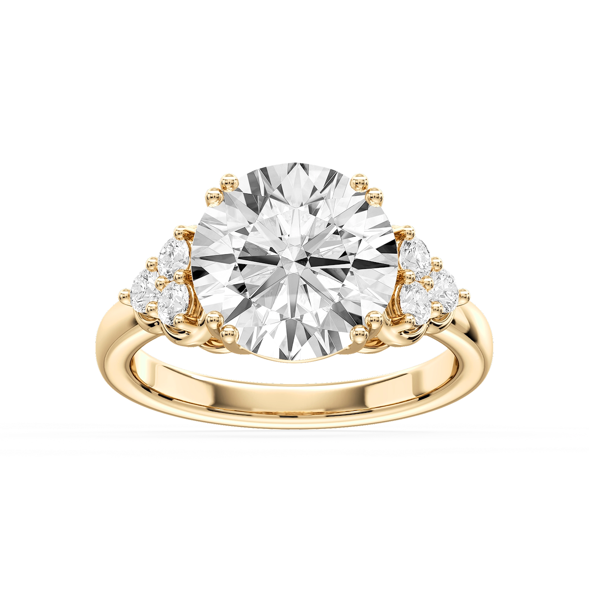Viviana Round Lab Grown Diamond Double Prong Side Stone Engagement Ring