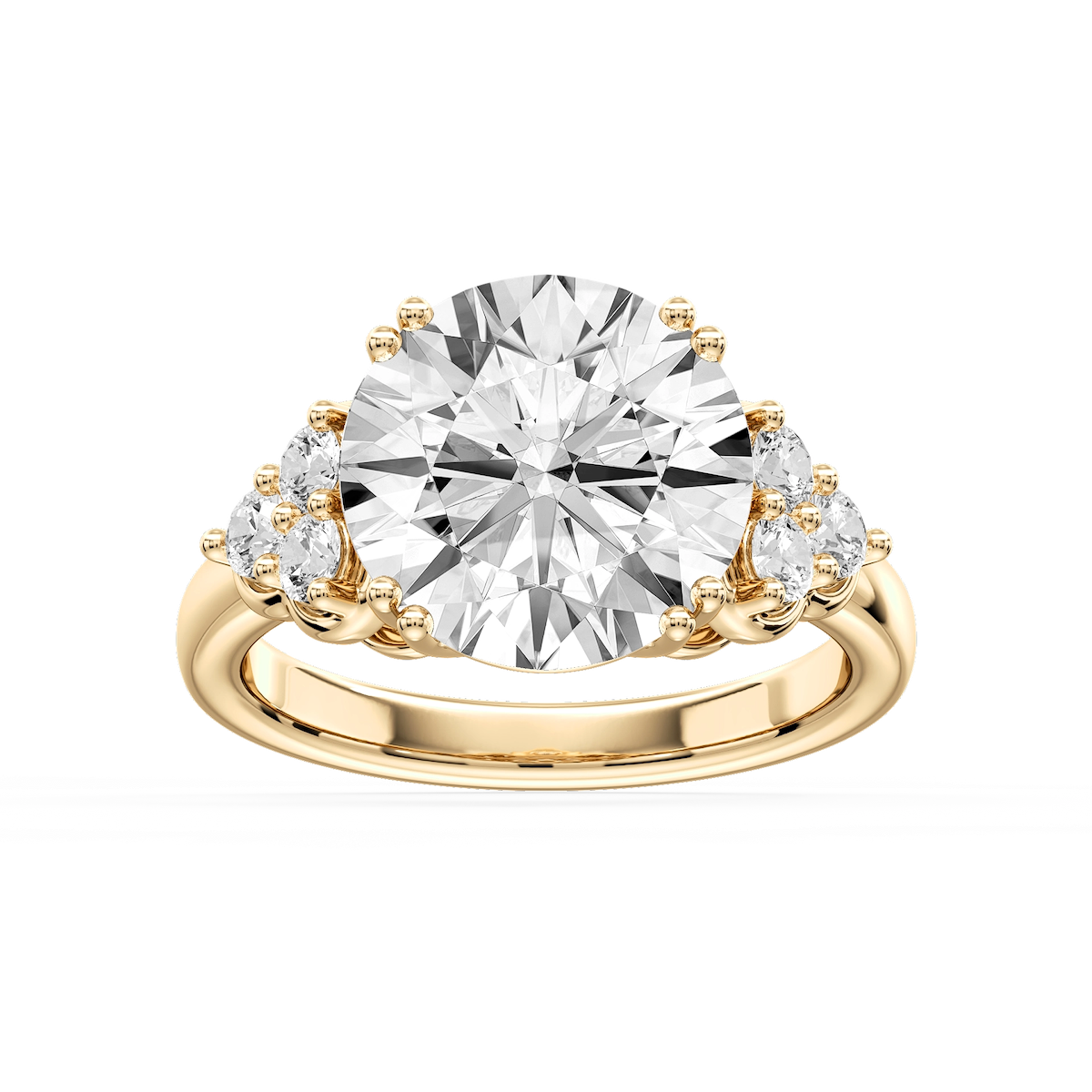 Viviana Round Lab Grown Diamond Double Prong Side Stone Engagement Ring