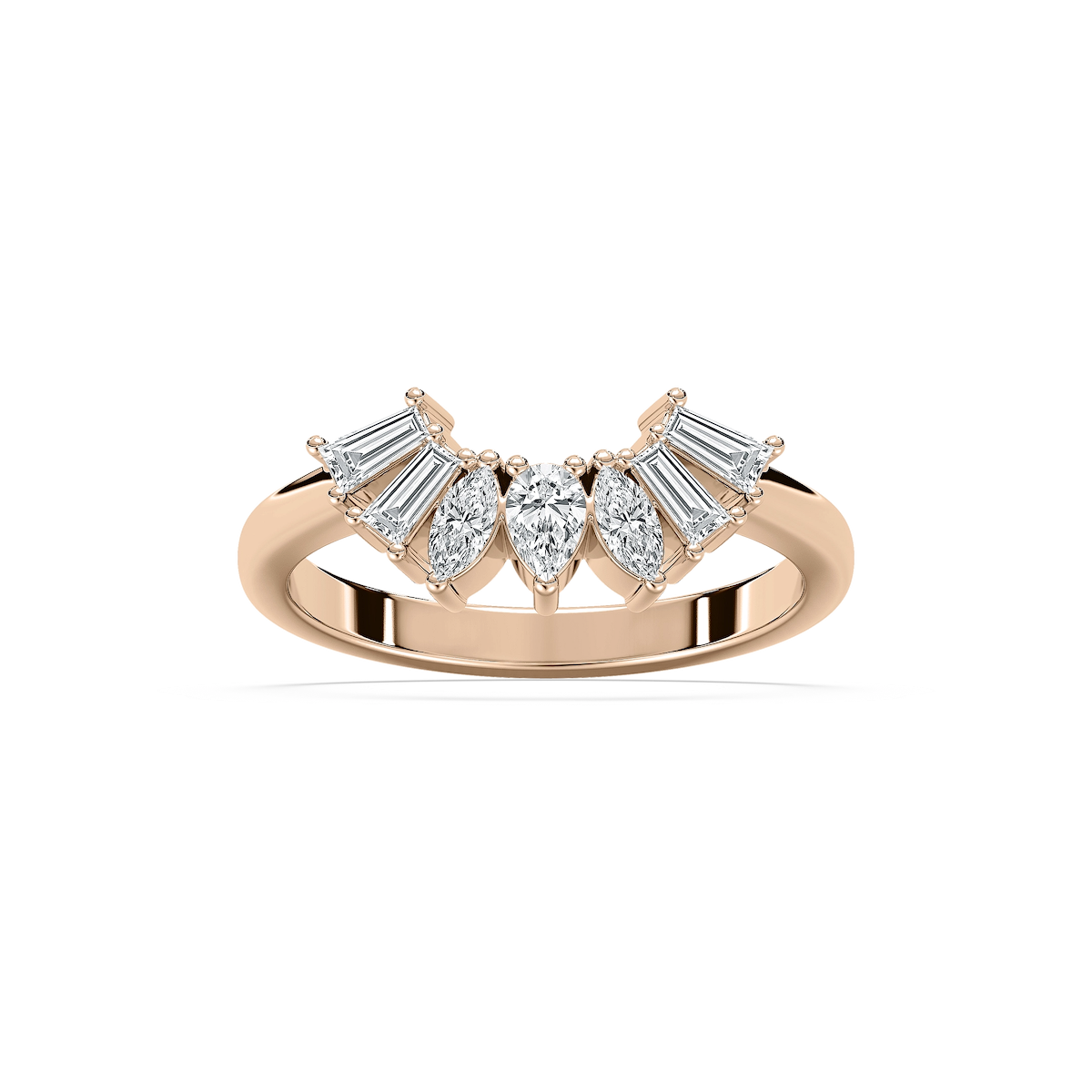 Cassidy 1/2 ctw Pear, Marquise and Baguette Lab Grown Diamond Fan Curved Band
