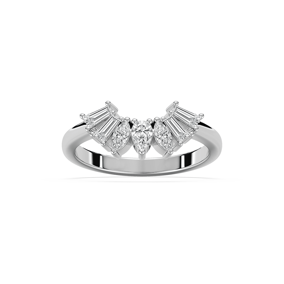 Cassidy 1/2 ctw Pear, Marquise and Baguette Lab Grown Diamond Fan Curved Band