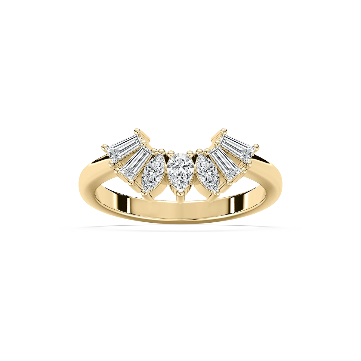 Cassidy 1/2 ctw Pear, Marquise and Baguette Lab Grown Diamond Fan Curved Band