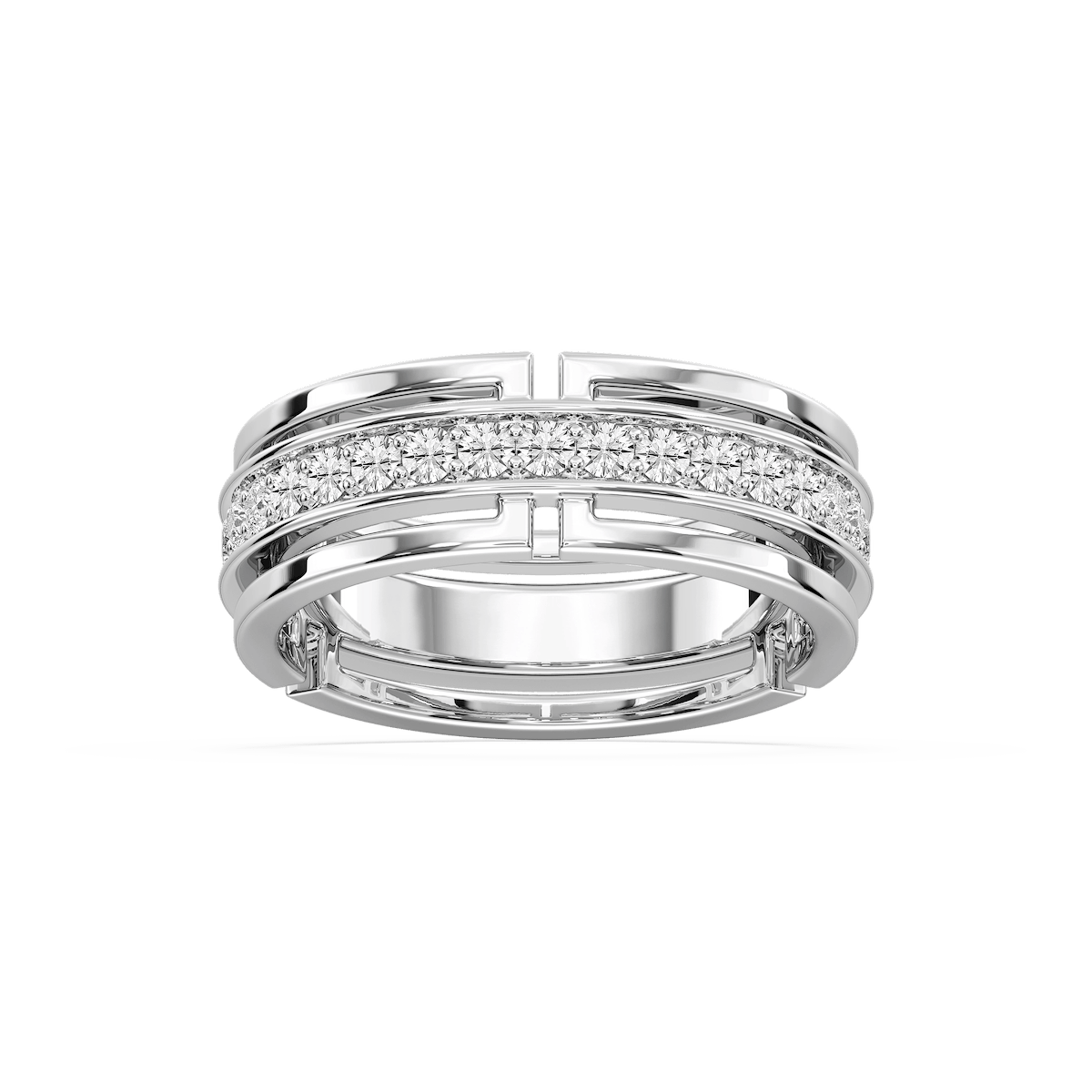 Yamileth 7/8 ctw Round Lab Grown Diamond Wide Pave Eternity Band