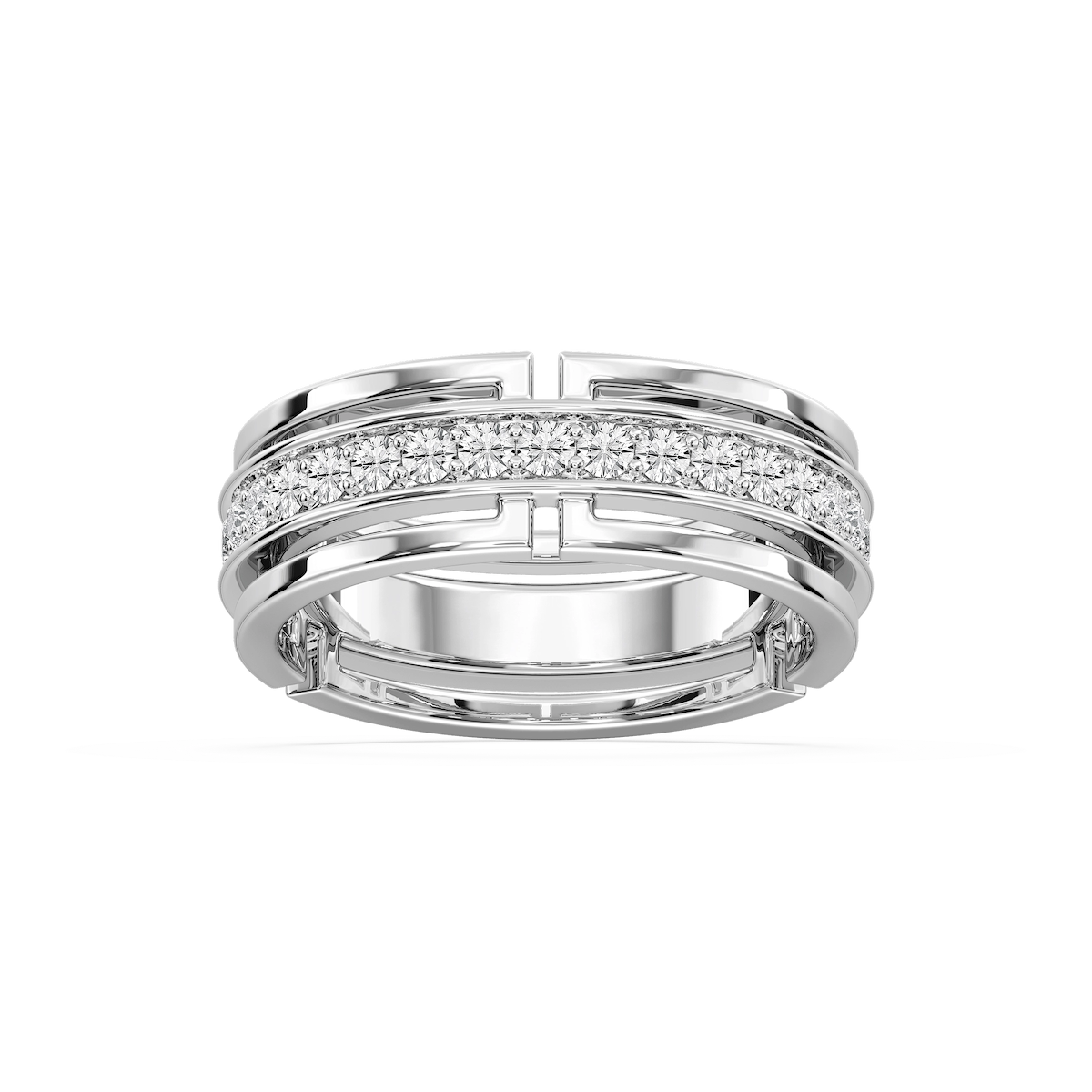 Yamileth 7/8 ctw Round Lab Grown Diamond Wide Pave Eternity Band