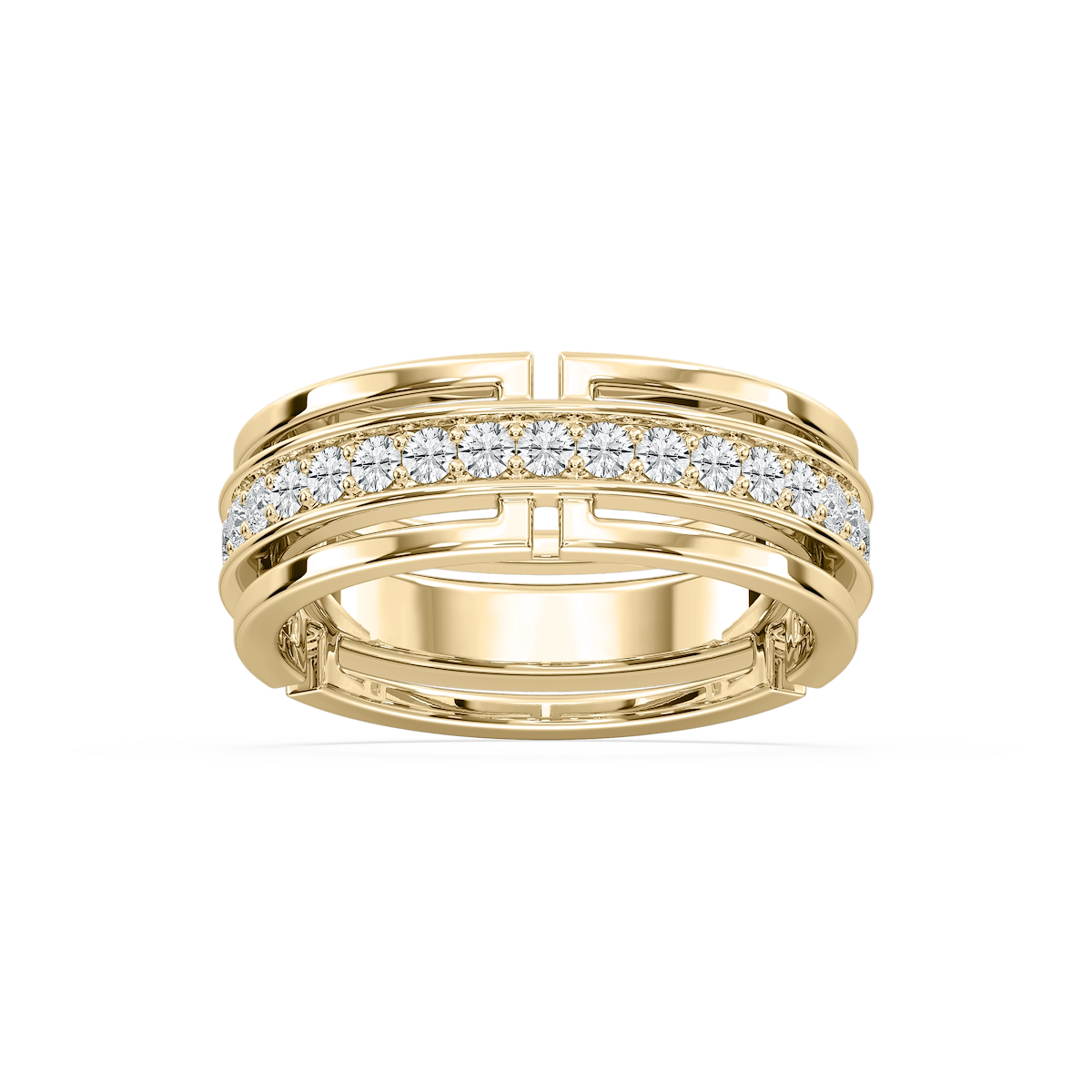 Yamileth 7/8 ctw Round Lab Grown Diamond Wide Pave Eternity Band