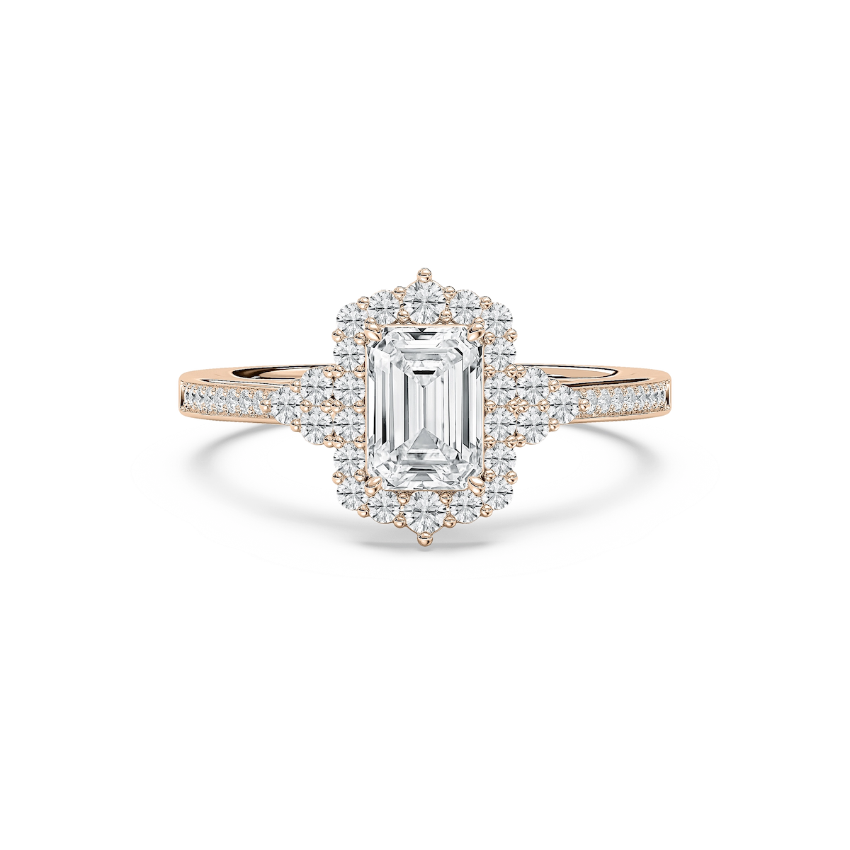 Yara 1 ²⁄₅ ctw Emerald Lab Grown Diamond Channel Set Halo Engagement Ring