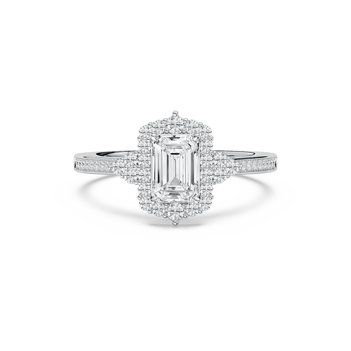 Yara 1 ²⁄₅ ctw Emerald Lab Grown Diamond Channel Set Halo Engagement Ring