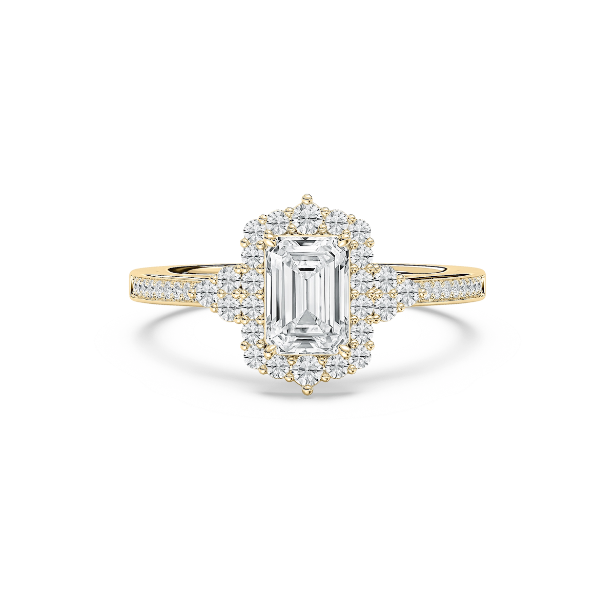 Yara 1 ²⁄₅ ctw Emerald Lab Grown Diamond Channel Set Halo Engagement Ring