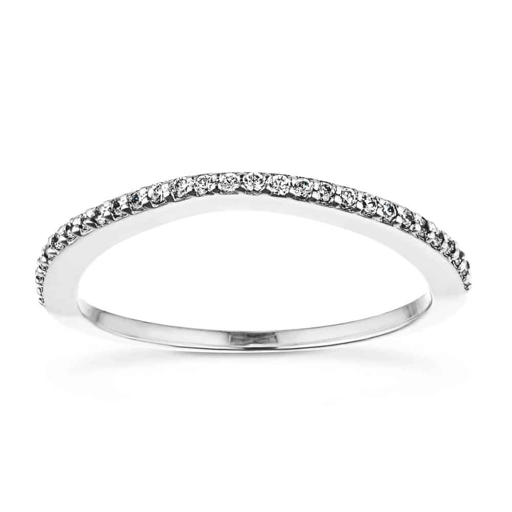 Coral Wedding Band in recycled 14K white gold, matches with the Coral Engagement ring | Diamond accented matching wedding band recycled 14K white gold Coral Engagement ring