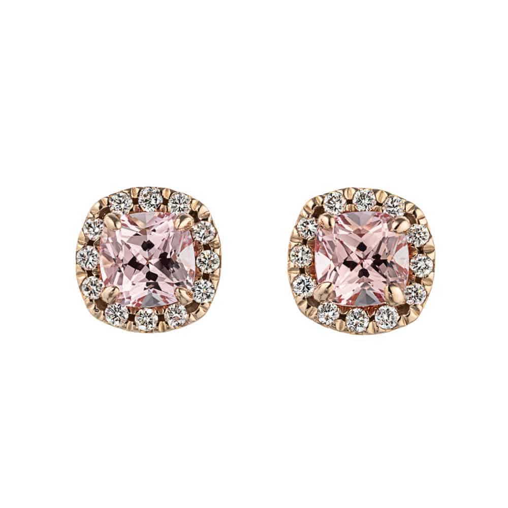 Lab-grown Champagne Sapphires in 14k rose gold | Champagne diamonds and rose gold earrings