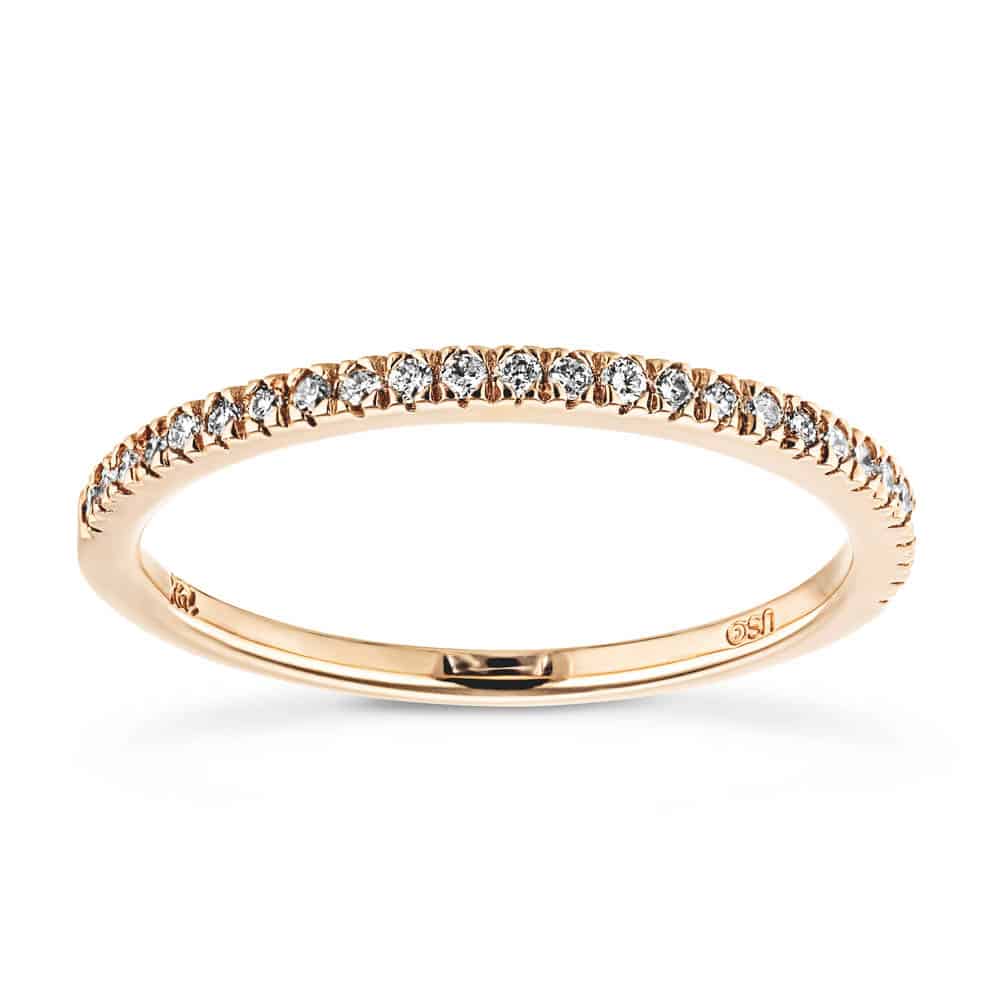 Vintage Style Diamond Accented Wedding Band with recycled diamonds shown in 14k Yellow Gold with recycled diamonds | Vintage Style Diamond Accented Wedding Band recycled diamonds 14k Yellow Gold