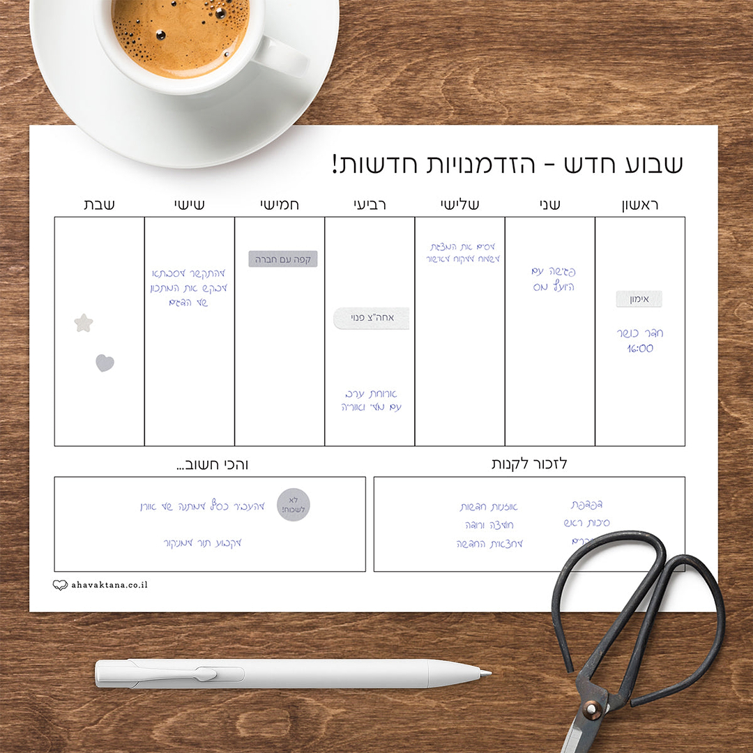 מארז פלאנר - תכנון שבועי - קו האופק
