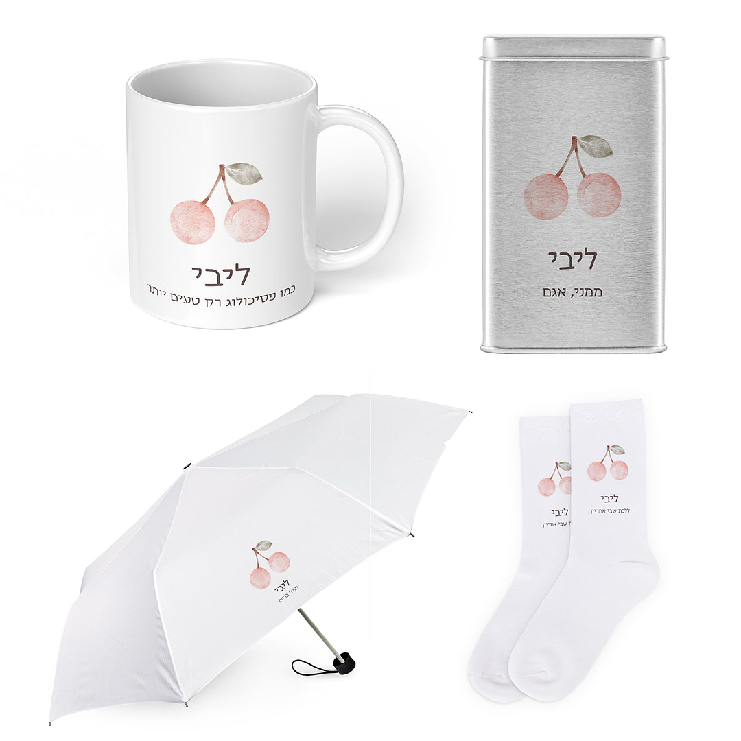 מארז לחורף - מארז גרביים - ספל קפה - מטרייה מתקפלת - שלווה