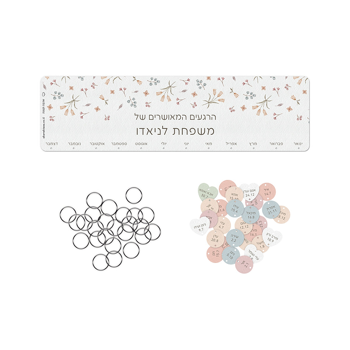 שלט ימי הולדת + 20 תליונים - אביב עם הדפסה על התליונים