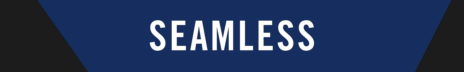 Blue banner with the word "seamless" in white capital letters.
