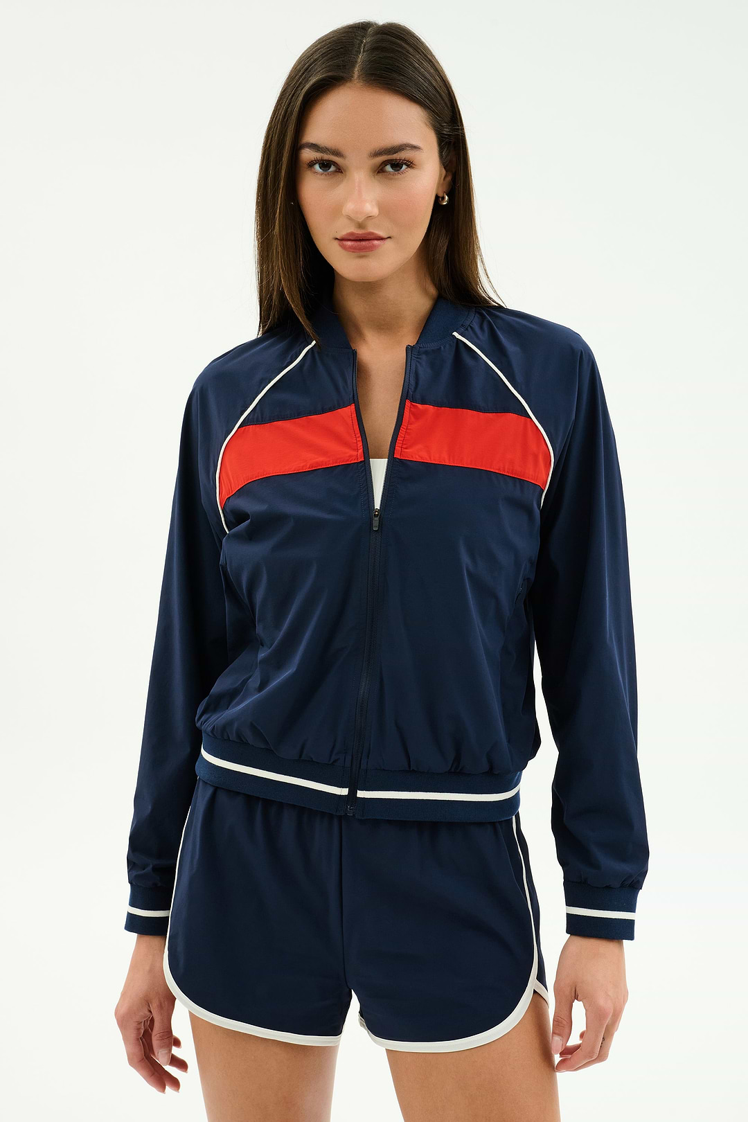 Carrie Woven Nylon Jacket - Indigo/Lotus Red – SPLITS59