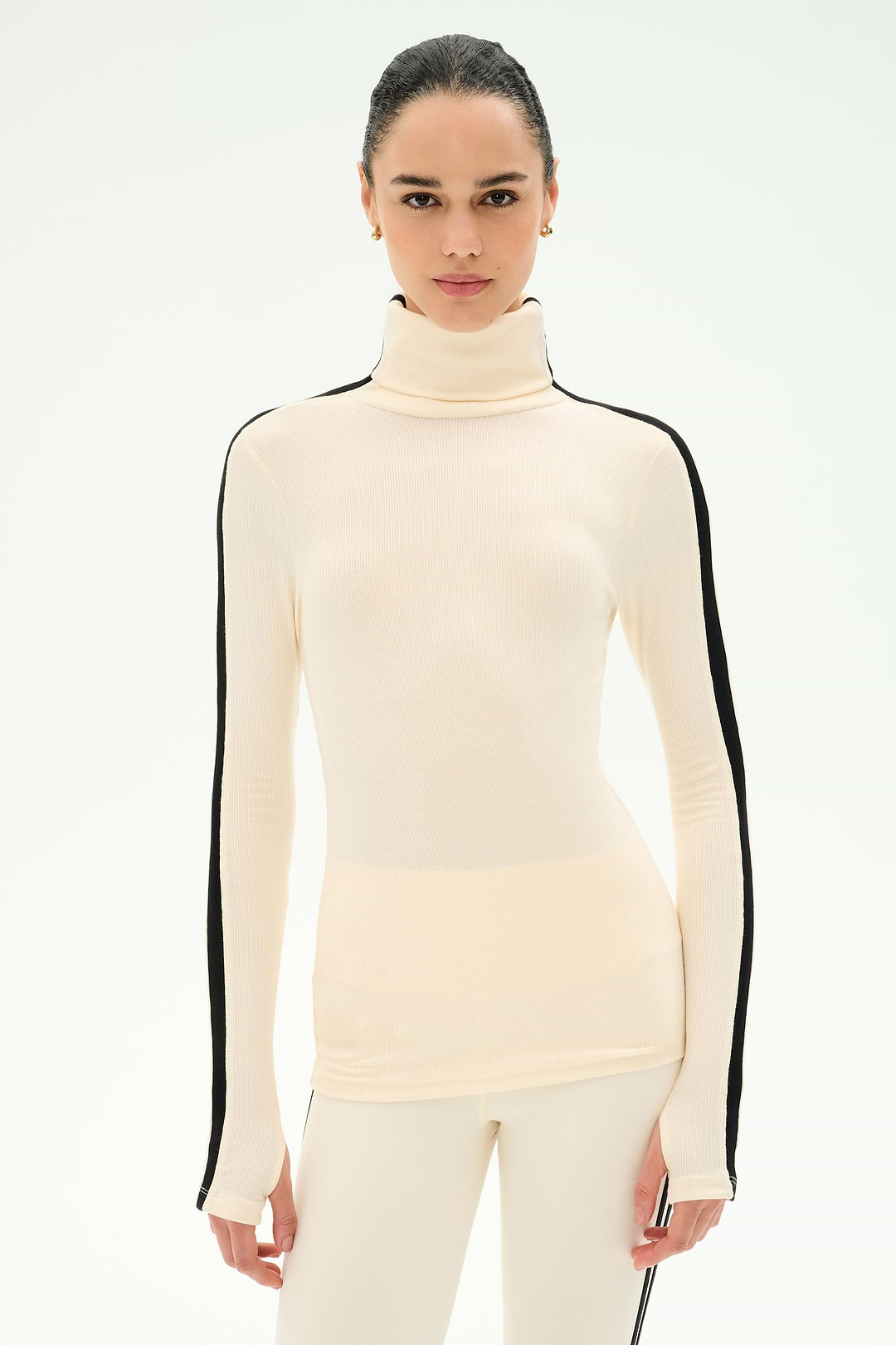 Jackson Rib Full Length Turtleneck - Creme/Black – SPLITS59