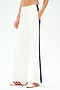 A person wears SPLITS59 Maxie Rigor Track Pant in White/Indigo, featuring a navy side stripe, paired with white sneakers with red stripes, standing against a plain background.