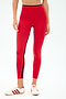 A person wears SPLITS59 Easton Rigor High Waist 7/8 leggings in Pirate Red/Indigo, made from compressive fabric, paired with white sneakers featuring red stripes, standing against a plain background.