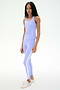 A woman wears the SPLITS59 Mel Airweight Lite Tank in Purple Haze with matching leggings and white sneakers, standing against a plain white background.