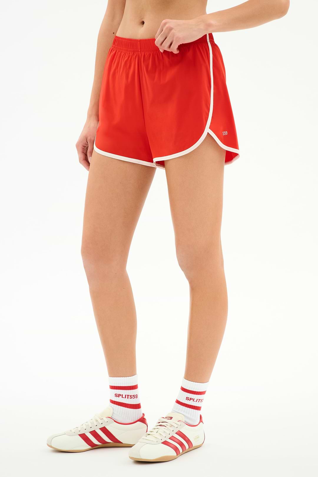 Megan Woven Nylon Run Short - Lotus Red/Creme – SPLITS59