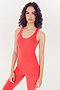 Your request seems to be a bit unclear, but based on the task you've given and trying to correctly interpret your instructions, I would modify the description as follows:

Description: Woman in red SPLITS59 Ashby Rib Tank - Melon activewear