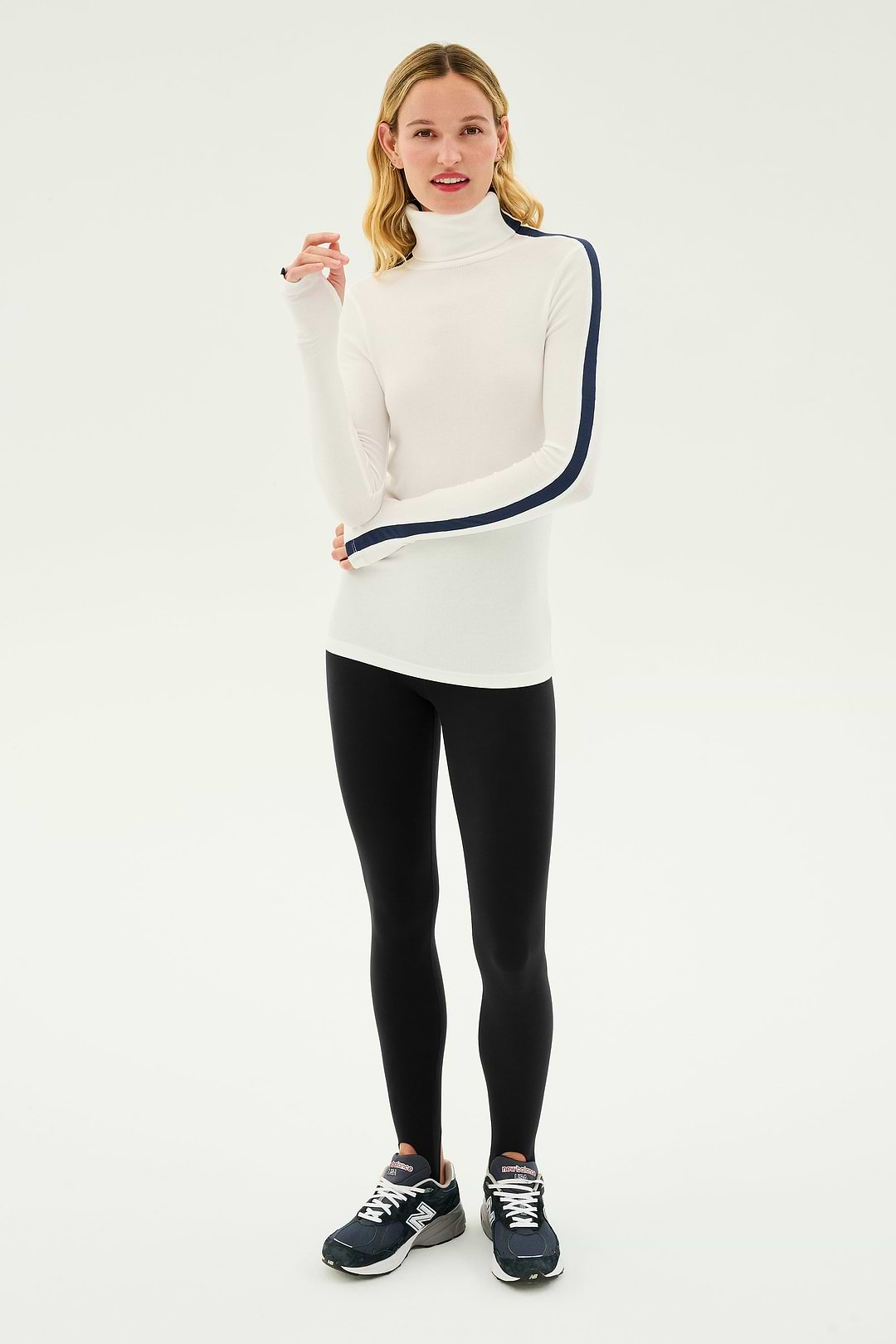 Jackson Rib Full Length Turtleneck - White/Indigo – SPLITS59