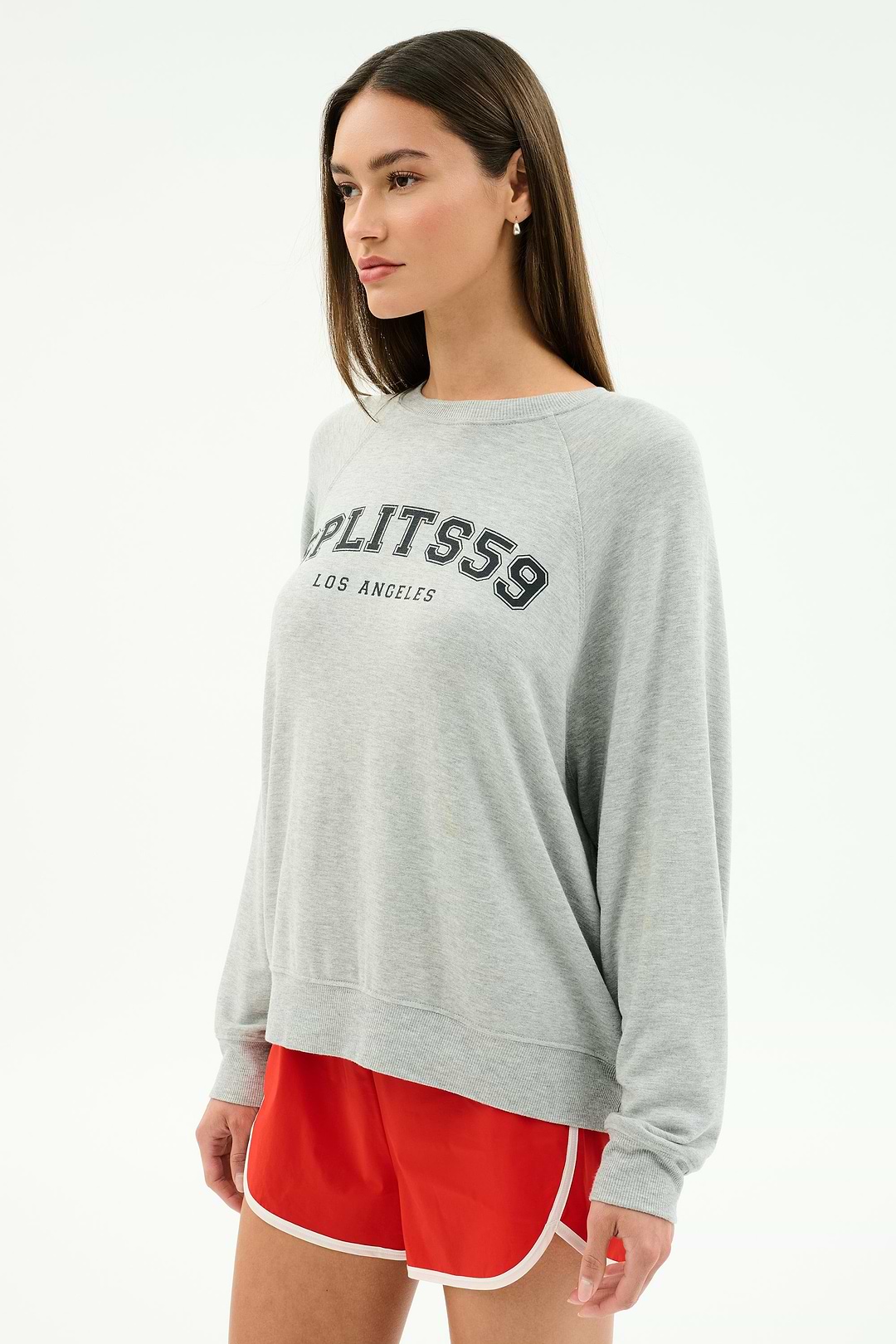 あ*様 PHENOMENON multi switching sweat shi Andie Oversized Fleece Varsity Graphic Sweatshirt - Heather Grey