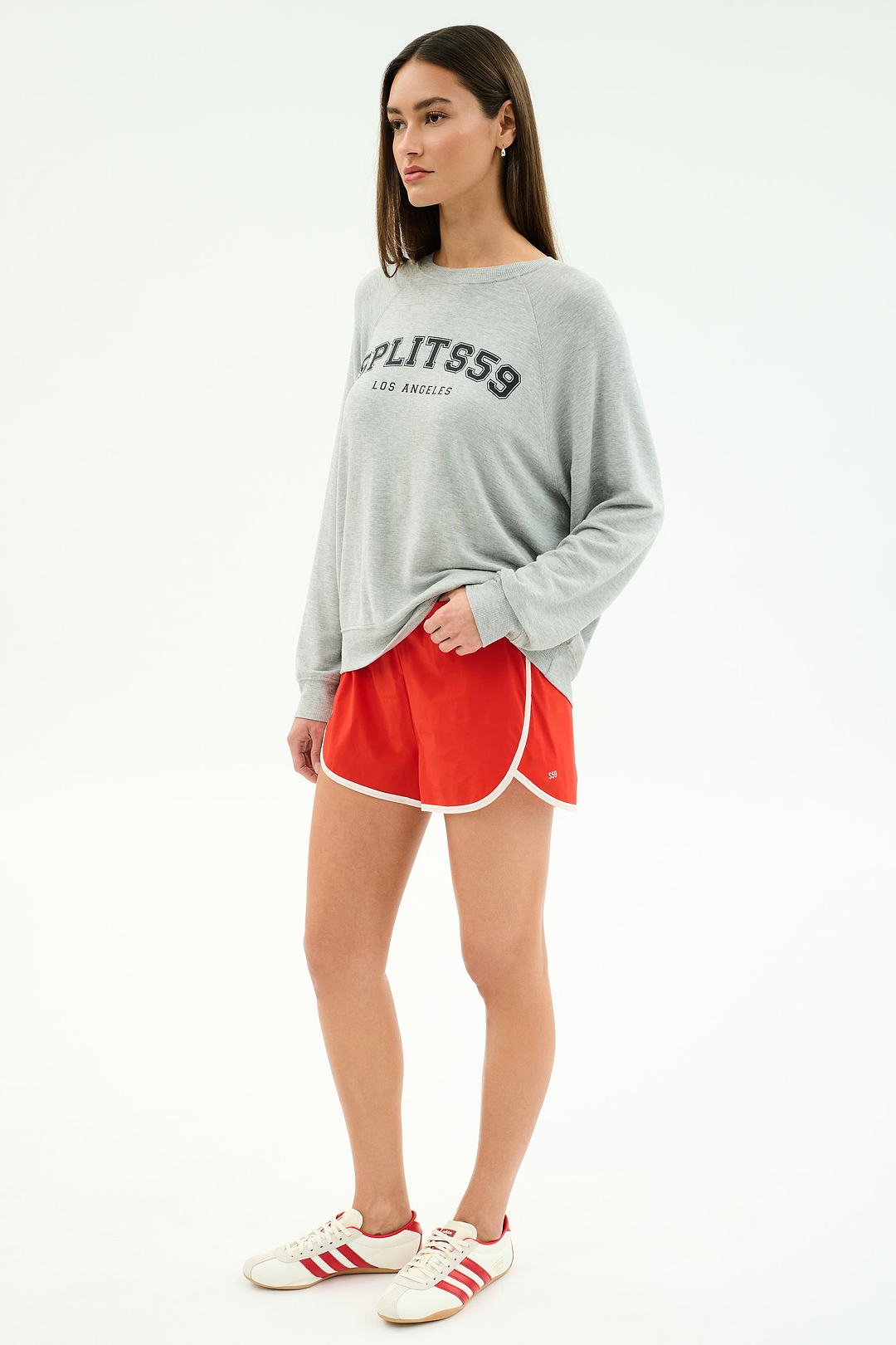Andie Oversized Fleece Varsity Graphic Sweatshirt - Heather Grey