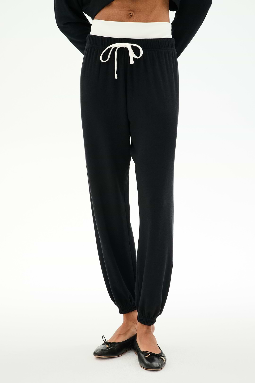 Andie Dual Waist Sweatpant - Black/White – SPLITS59