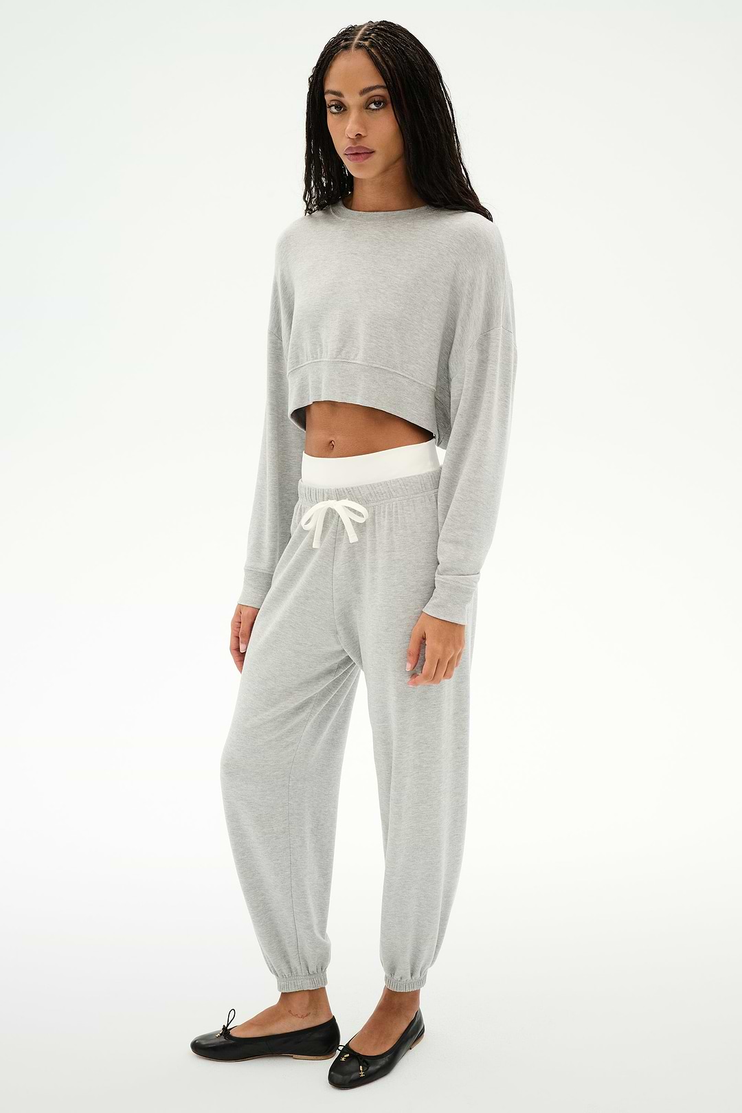 Andie Dual Waist Sweatpant - Heather Grey/White – SPLITS59