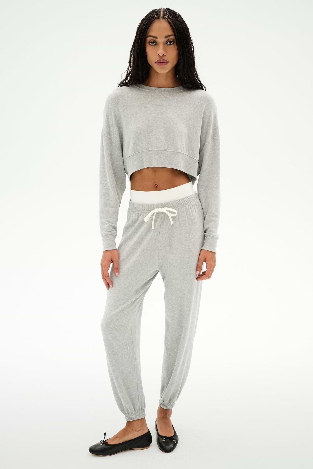 Andie Dual Waist Sweatpant - Heather Grey/White – SPLITS59