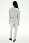 A person stands facing away, wearing SPLITS59’s Andie Dual Waist Sweatpant in Heather Grey/White with a matching light gray long-sleeve top and black flats, all crafted from a soft modal blend with spandex, against a white background.