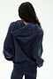 A person is seen from behind against a plain white background, wearing the Stella French Terry Oversized Hoodie in Indigo by SPLITS59 Los Angeles, paired with matching soft cotton leggings.