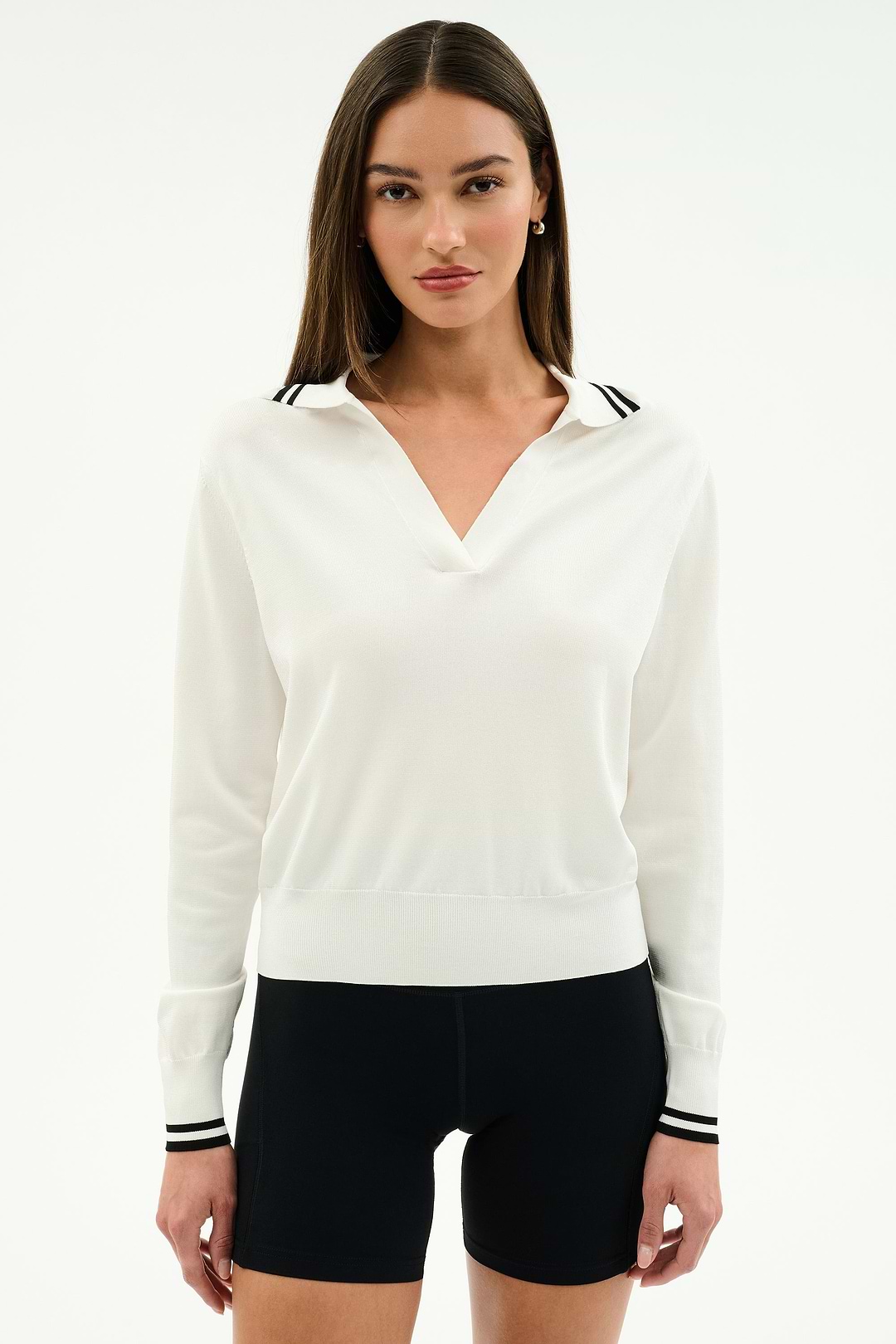 Taylor Knit Polo - White/Black – SPLITS59