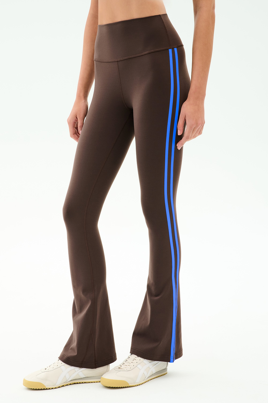 Raquel High Waist Supplex Flare - Dark Chocolate/Classic Blue